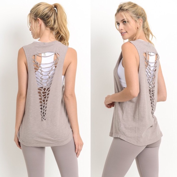 LaLunaBlu Tops - ✨1 Small Left✨Muscle Tee With Cut-Out Lace Up Back